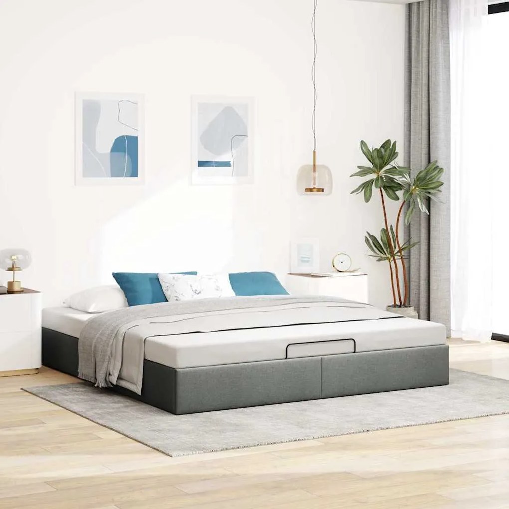 Estrutura de cama otomana sem colchão 180x200cm cinzento-escuro