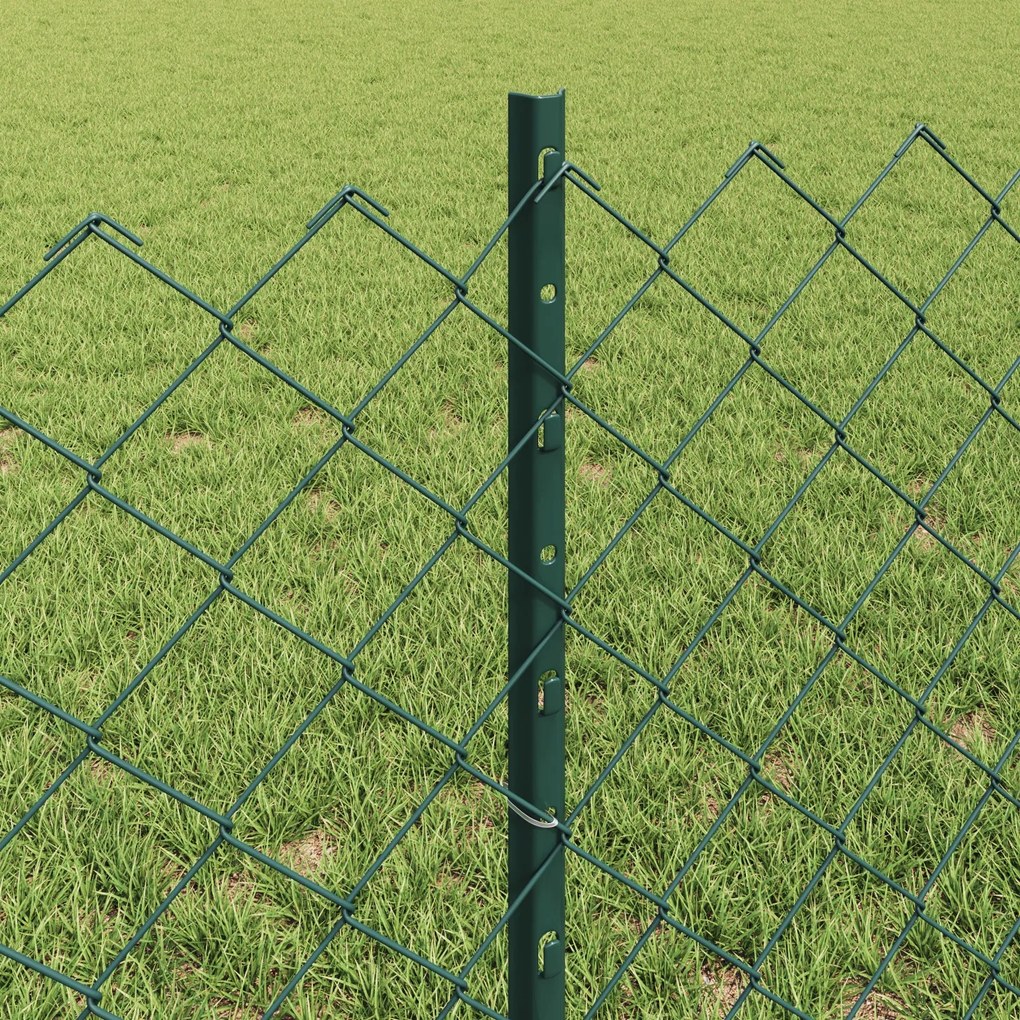 Cerca de Cadeia com 22 Postes U Verde 0,6x25 m Aço