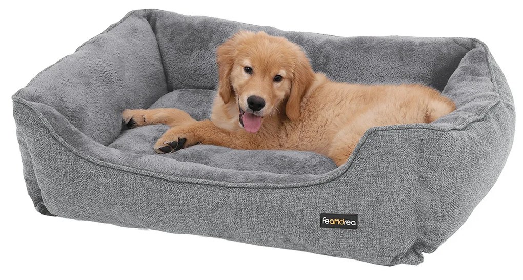 Cama lavável para cães 90 x 75 x 25 cm cinzenta