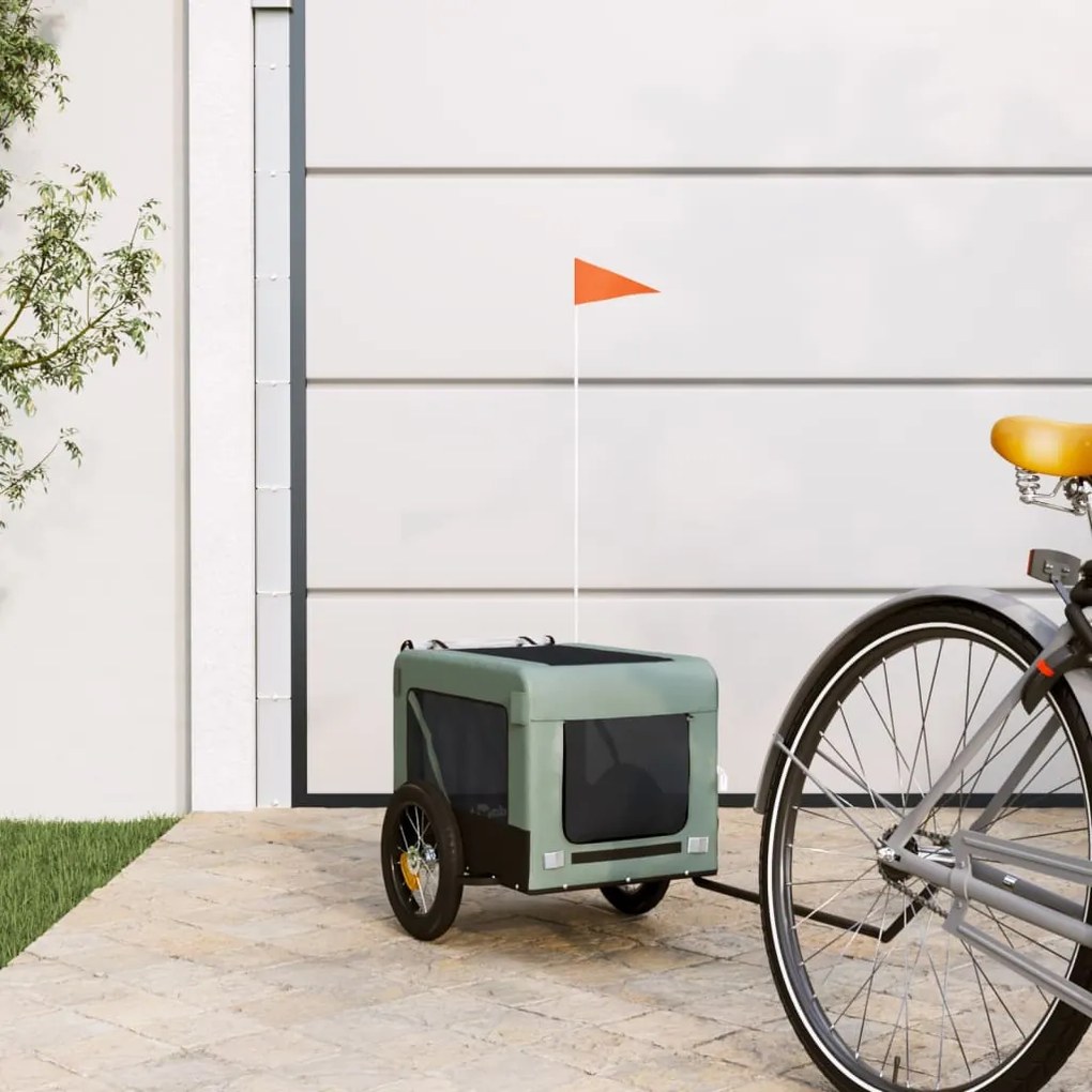 vidaXL Reboque de bicicleta p/ animais tecido oxford/ferro cinza/preto