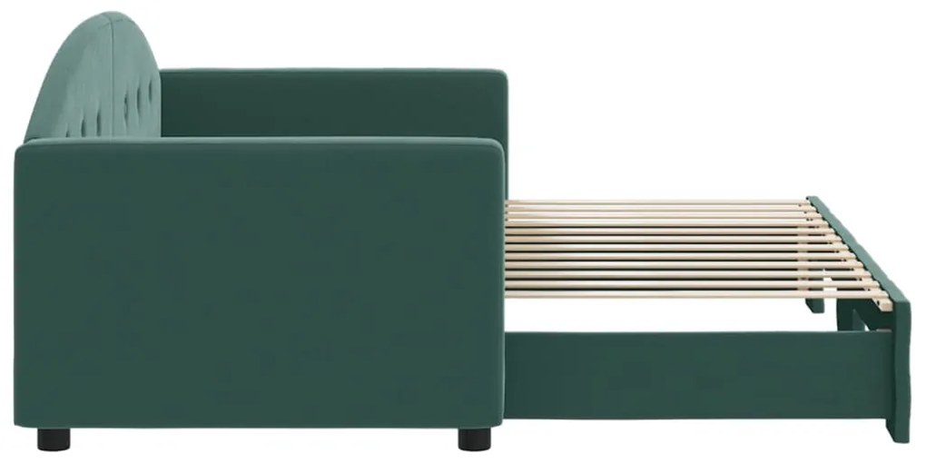 Sofá-cama com gavetão 80x200 cm veludo verde-escuro