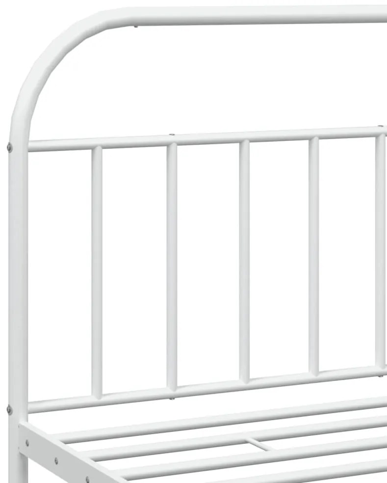 Estrutura de cama com cabeceira e pés 200x200 cm metal branco