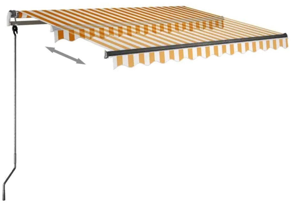 Toldo retrátil manual independente 350x250 cm amarelo e branco