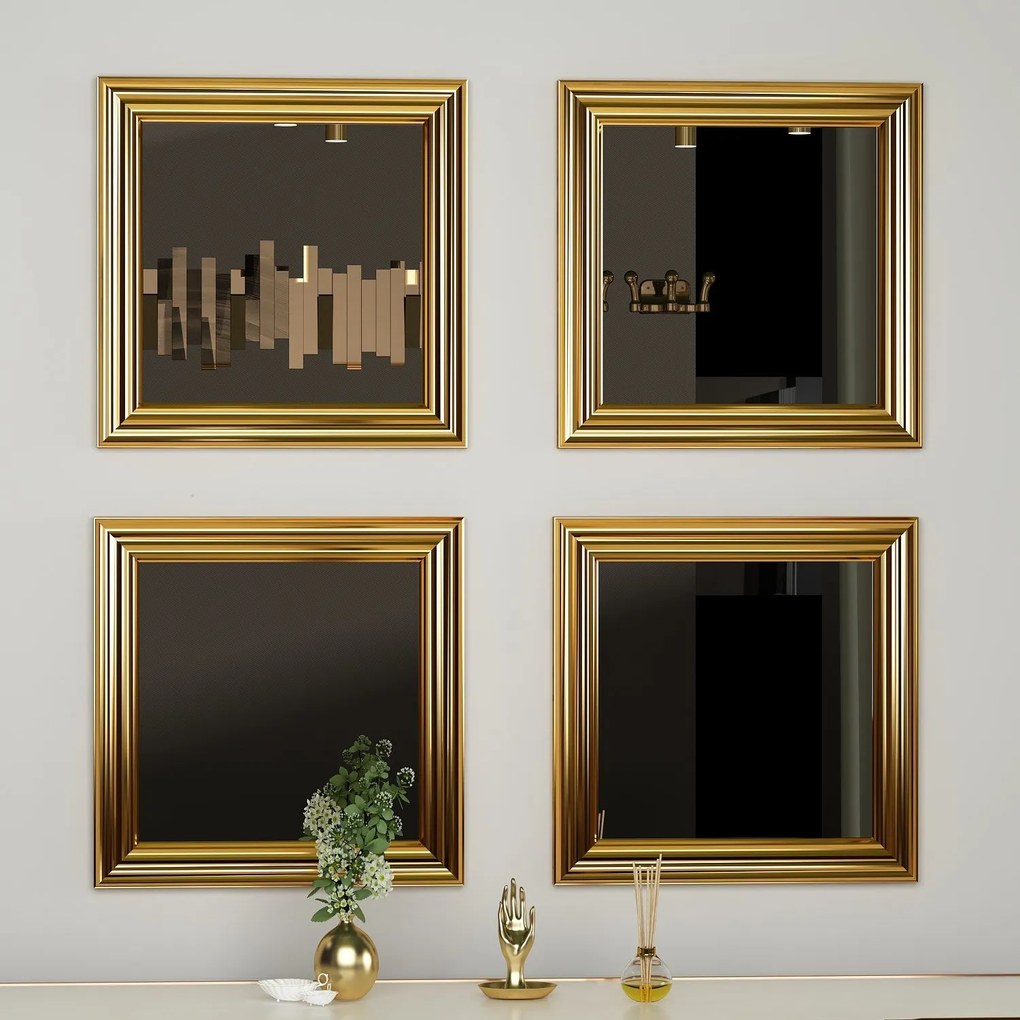 Conjunto de Espelhos Loza – Dourado – 40x40x3 cm