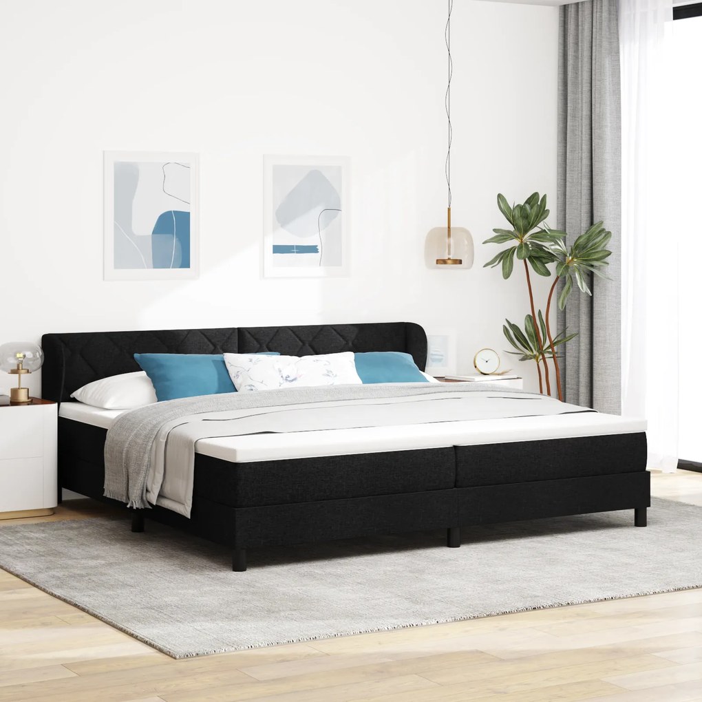 vidaXL Cama Box Spring Preta com colchão, 200x200 cm, Tecido
