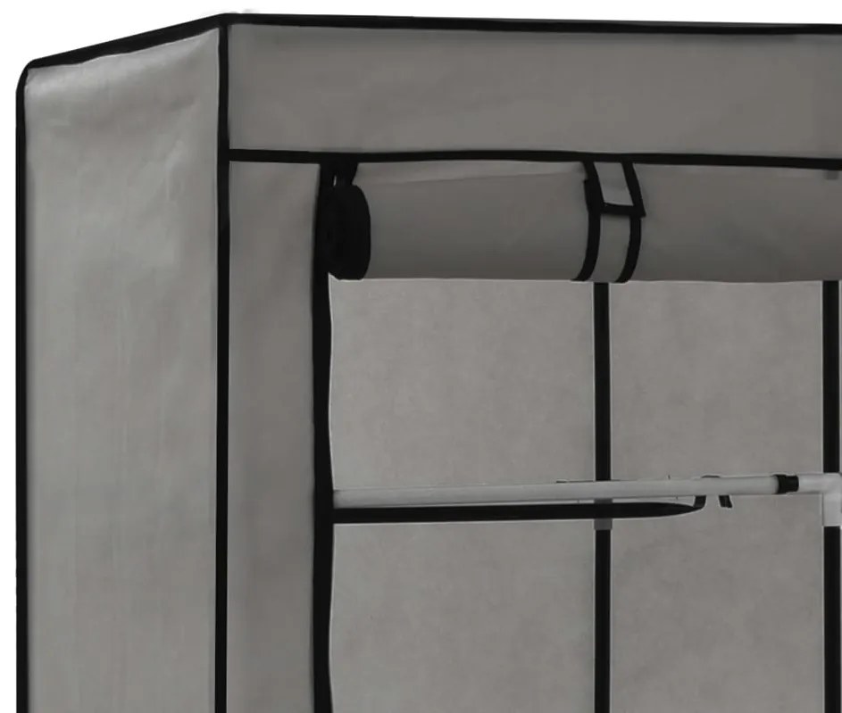 Roupeiro c/ compartimentos e varões 150x45x175 cm tecido cinza