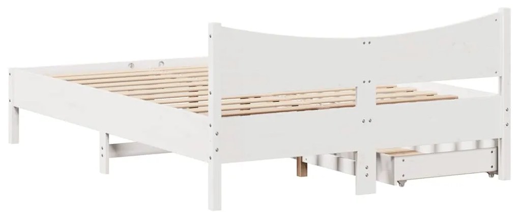 Estrutura de cama com gavetas 120x190 cm pinho maciço branco
