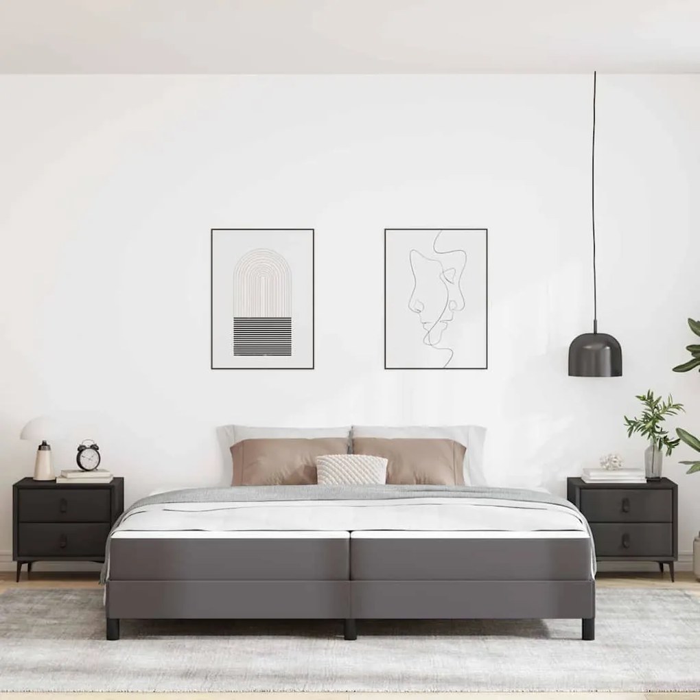 Cama Outros Cinzeto 200 x 200 cm Couro sintético