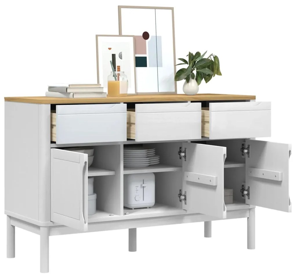 Aparador FLORO 114x43x74 cm pinho maciço branco