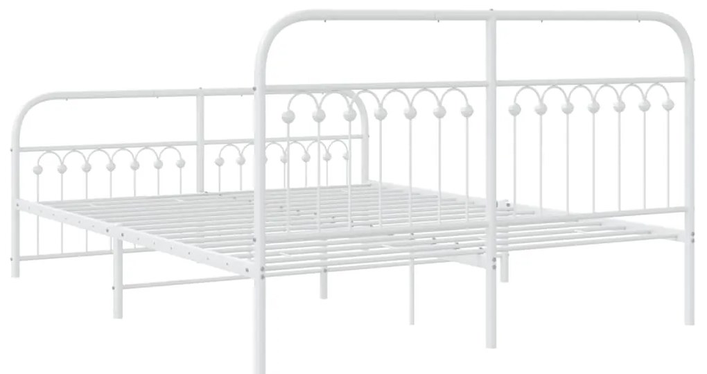 Estrutura de cama com cabeceira e pés 150x200 cm metal branco