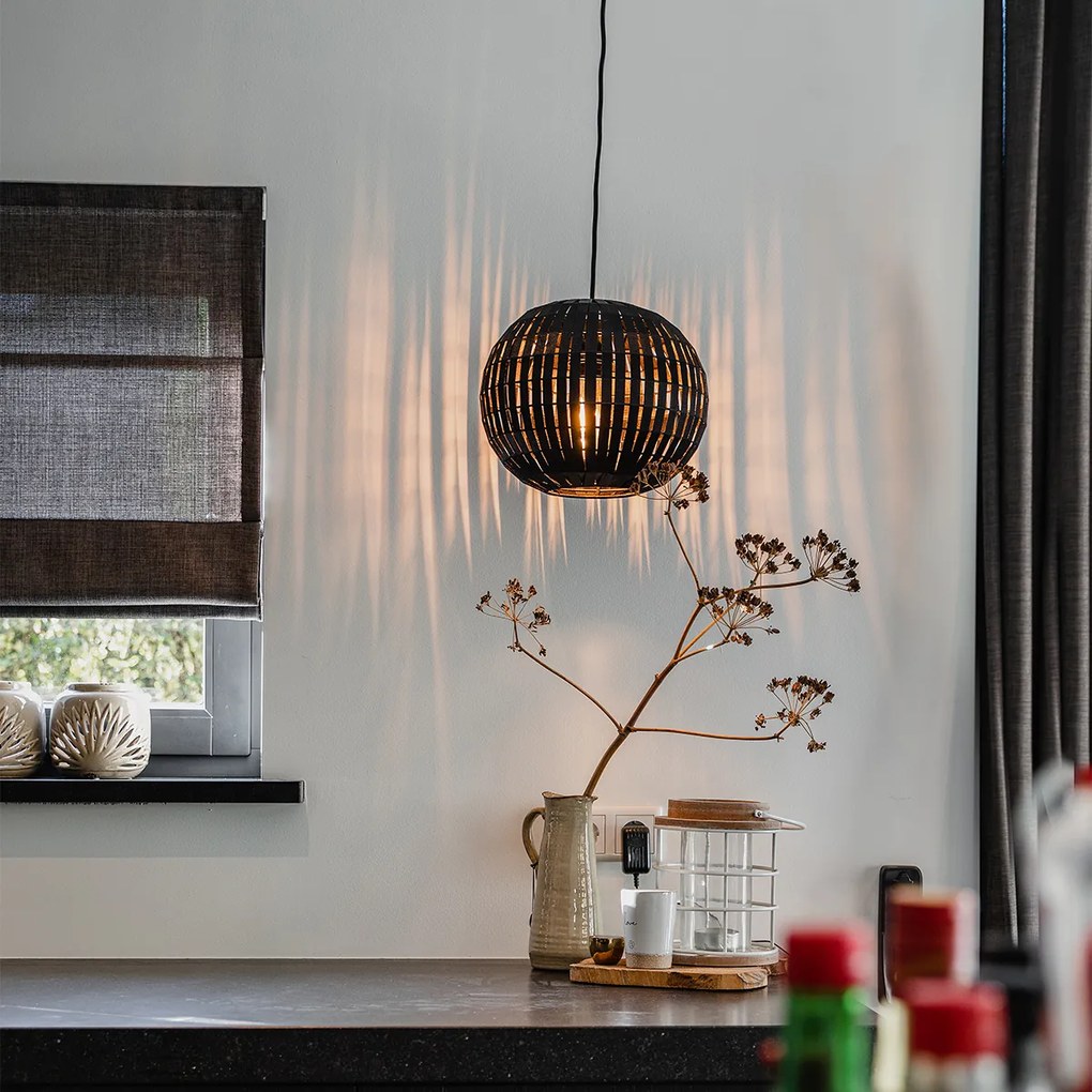 Candeeiro de suspensão moderno preto 30 cm - Zoë