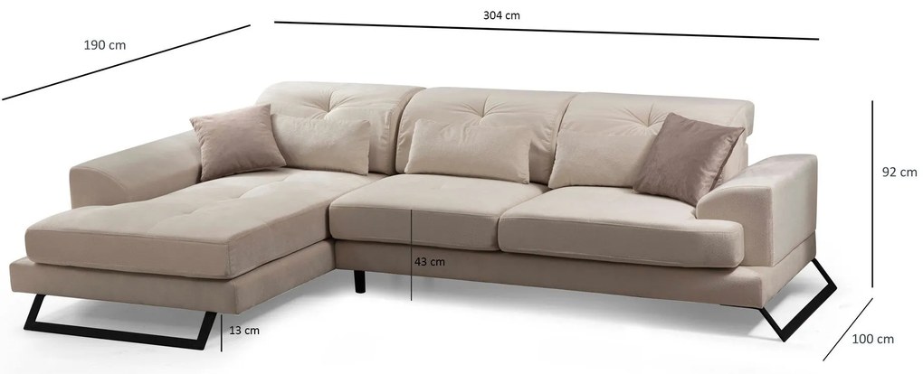 Sofá de Canto Frido – Ecru – 304 cm x 190 cm