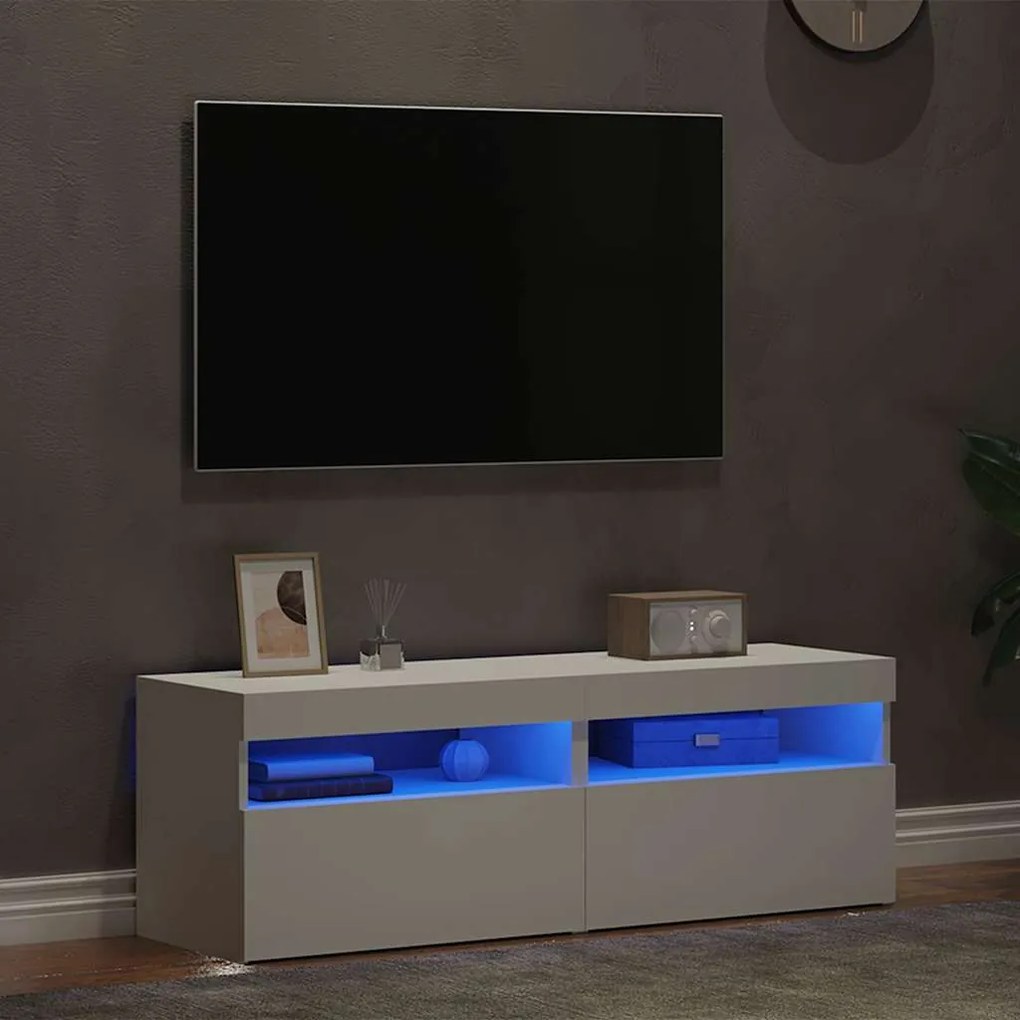 Móveis de TV com luzes LED 2 pcs 60x35x40 cm branco