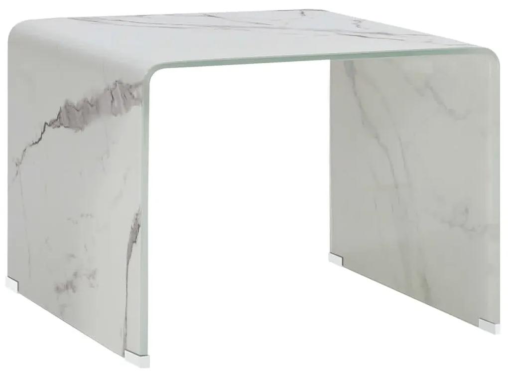284730 vidaXL Mesa de centro 50x50x45 cm mármore branco vidro temperado