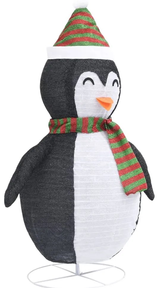 Pinguim de Natal decorativo com luzes LED tecido de luxo 120 cm