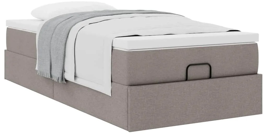 Estrutura de cama otomana com colchão tecido cinzento 100x200cm