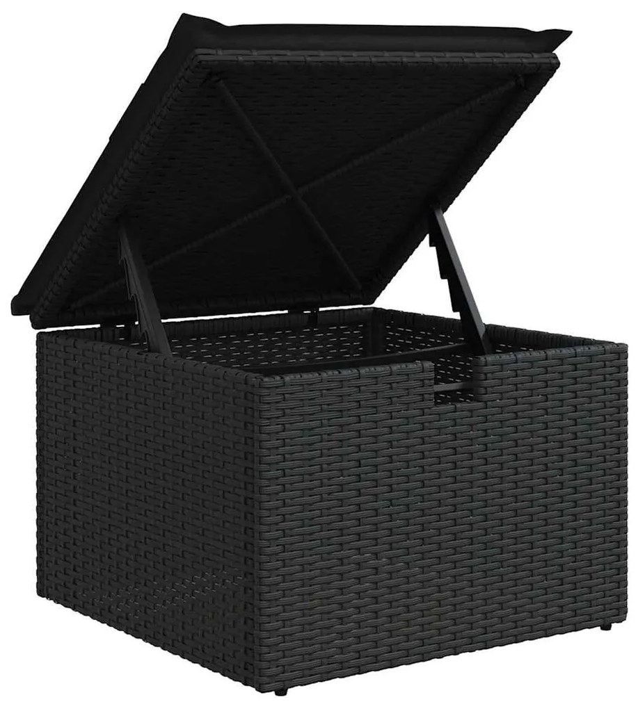 Conjunto de Sofás para Jardim 9 peças com Almofadas Preto Rattan Polip