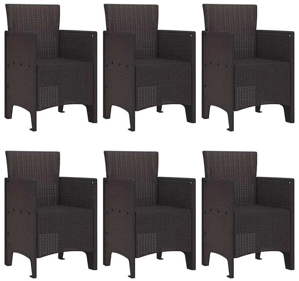 Conjunto de Jantar ao Ar Livre 7 pcs Castanho Rattan Plástico