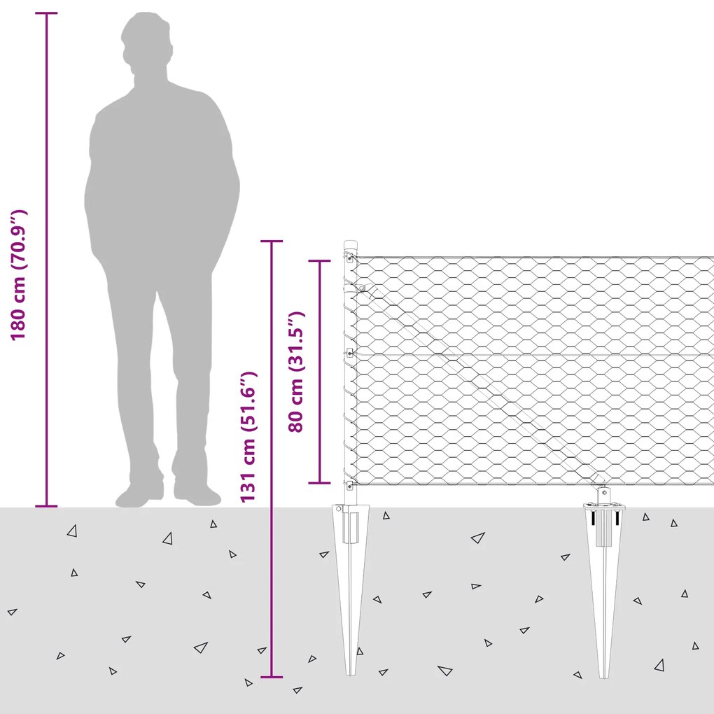 Cerca Hexagonal vidaXL 0.8x100 m Aço Galvanizado