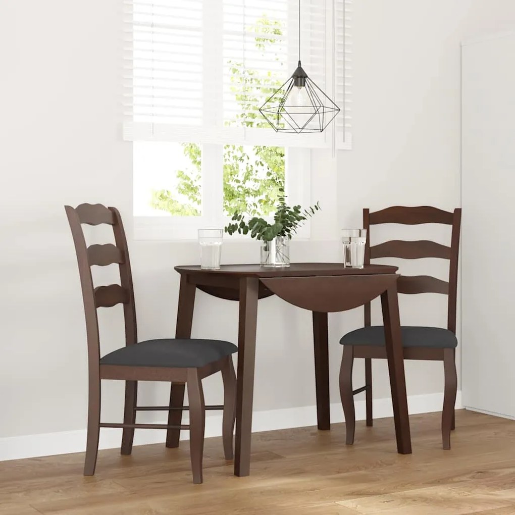 Cadeiras de jantar com almofadões 2 pcs madeira maciça castanho