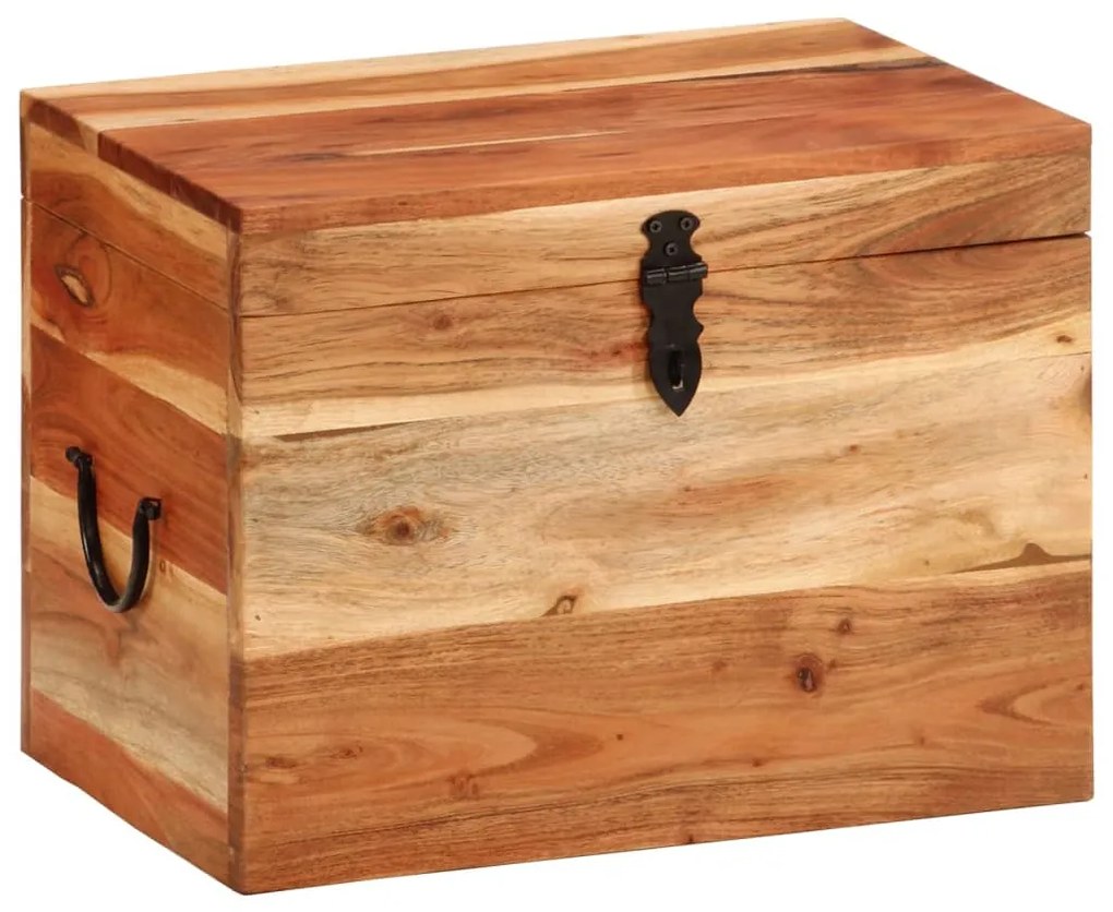 Caixa de arrumação 39x28x31 cm madeira de acácia maciça