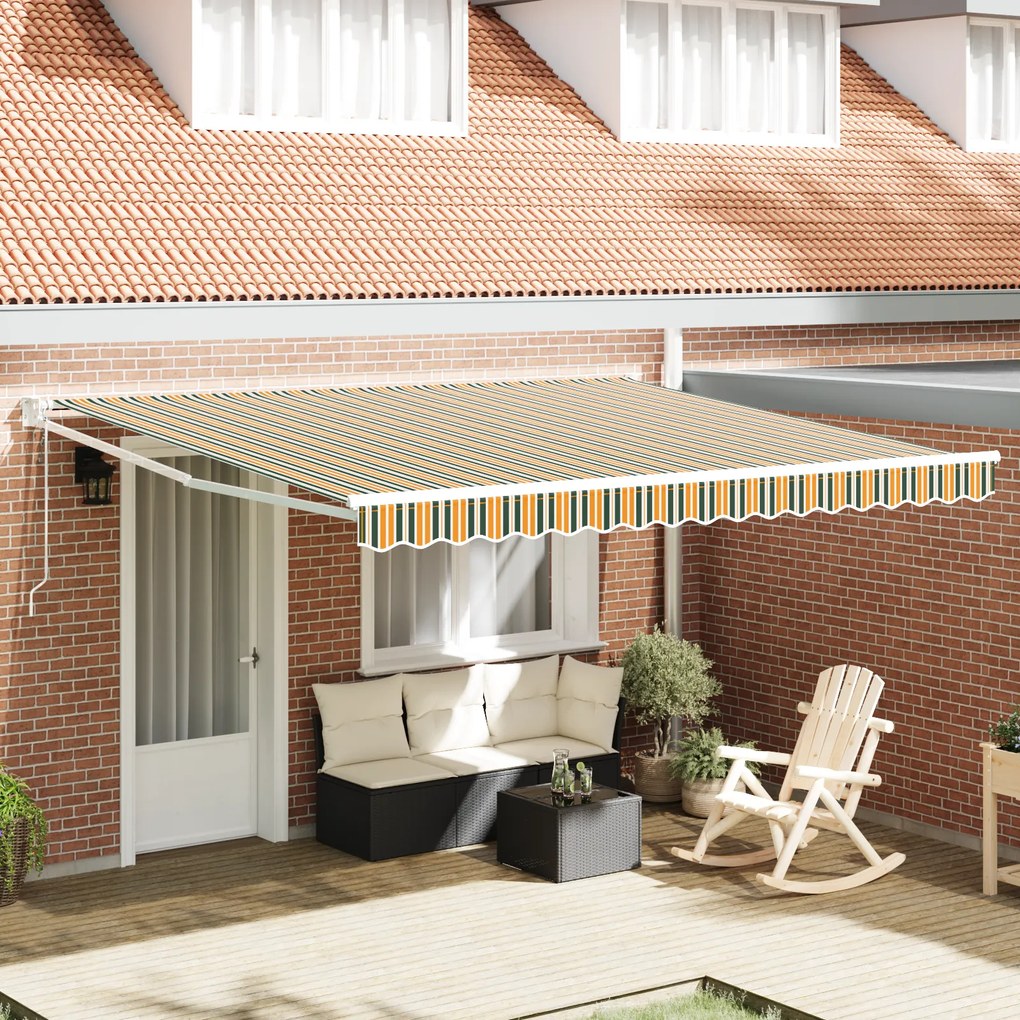 Toldo Retrátil Manual vidaXL com LED Verde e Branco 400x350 cm
