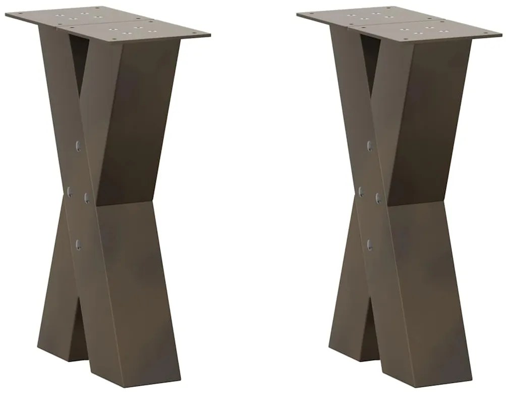vidaXL Pés para mesa de centro em formato de X, 2 peças, aço natural, 28x(42-43) cm, aço