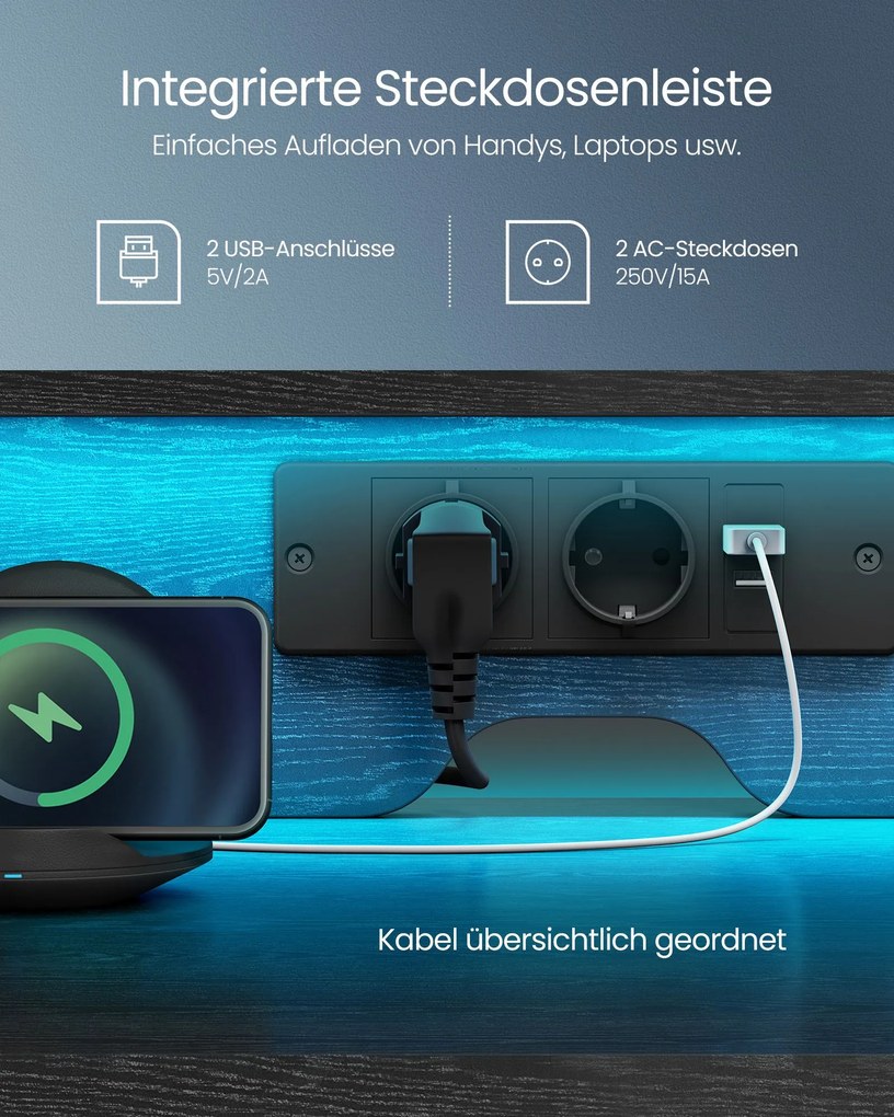 Secretária com gavetas e suporte para monitor em ébano preto