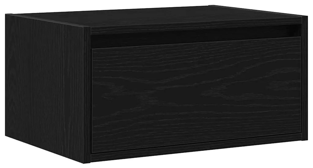 Mesa de cabeceira de parede com luzes LED carvalho preto