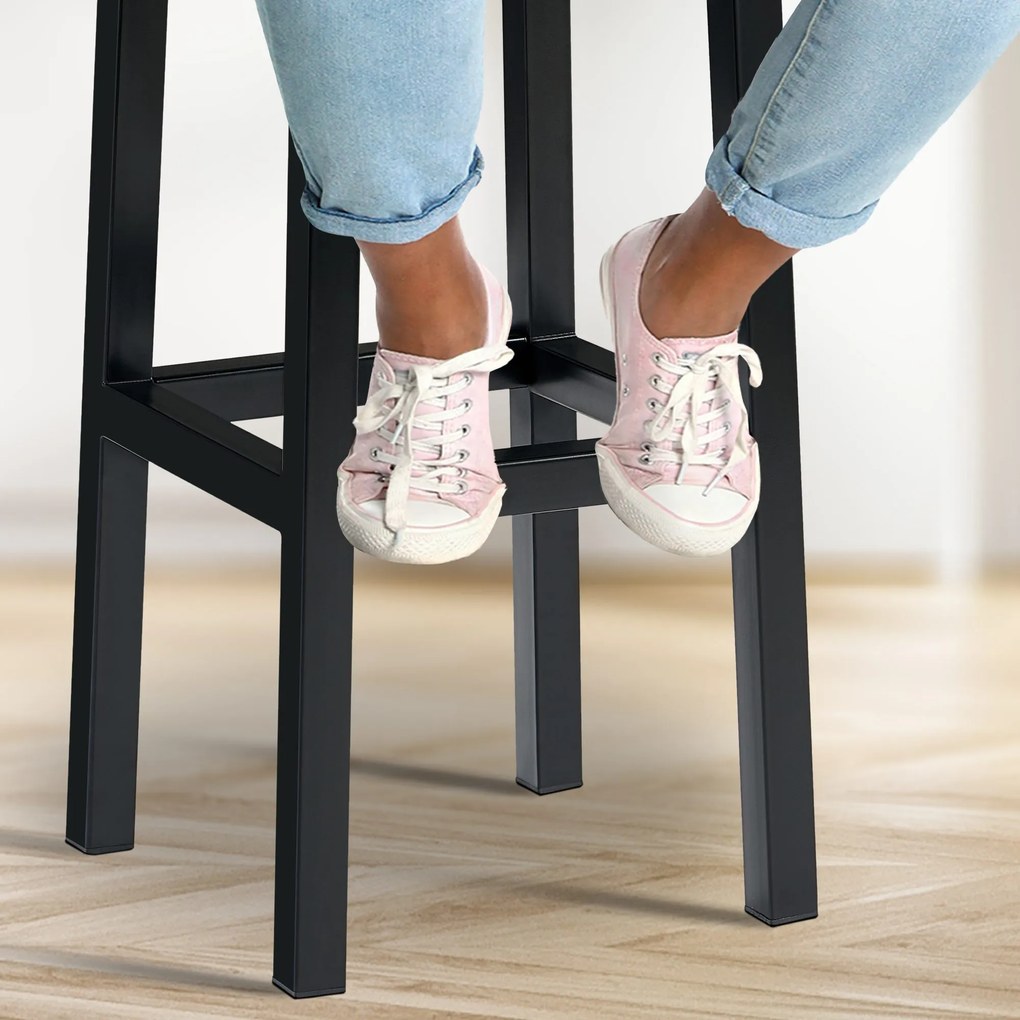 Banco de bar Taylor em couro sintético 37 x 78 x 37 cm Creme