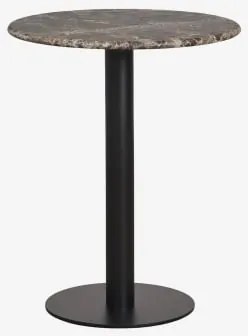 Mesa De Bar Redonda Em Pedra Natural Xiren Ø60 Cm & Preto & Mármore Castanho Emperador - Sklum