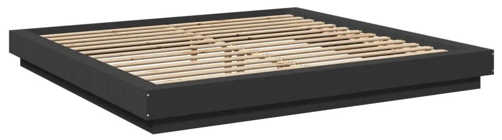 Estrutura cama c/ luzes LED 180x200 cm derivados madeira preto
