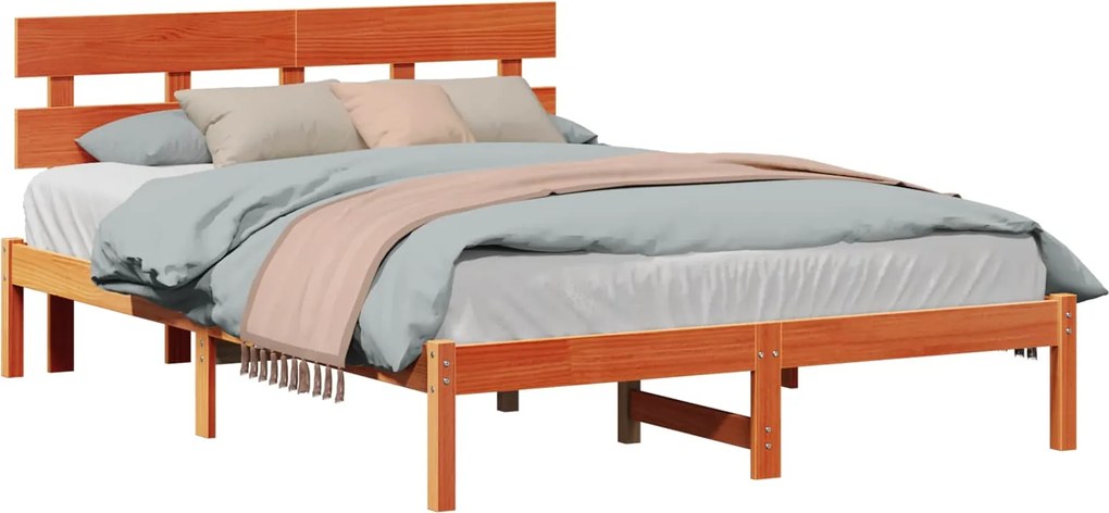 vidaXL Estrutura da Cama Castanho 160 x 200 cm Madeira de pinho maciça