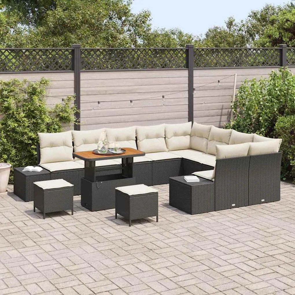 Conjunto de Sofá de Jardim de 12 Peças da com Almofadas, Rattan de Pol