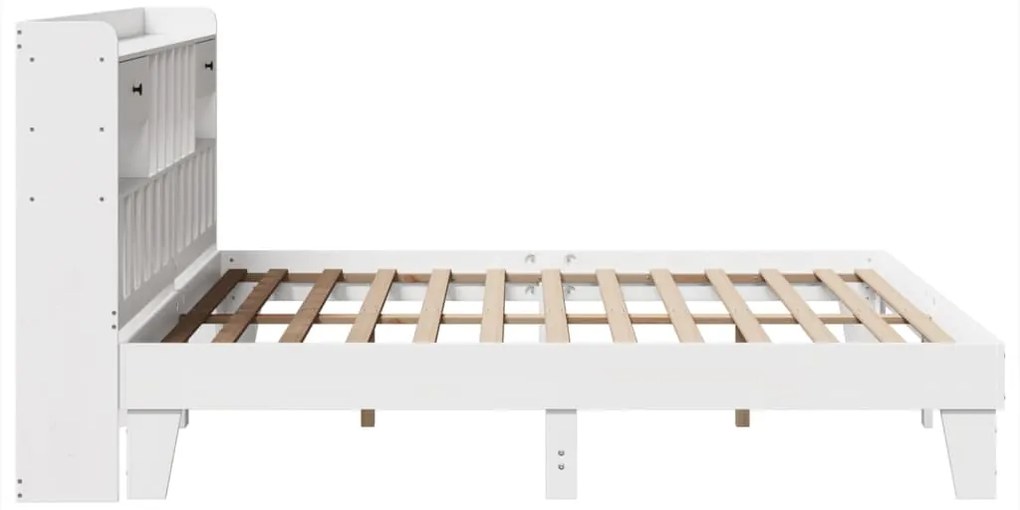Cama sem colchão 200x200 cm madeira de pinho maciça branco