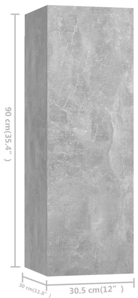 4 pcs conjunto de móveis de TV derivados madeira cinza cimento