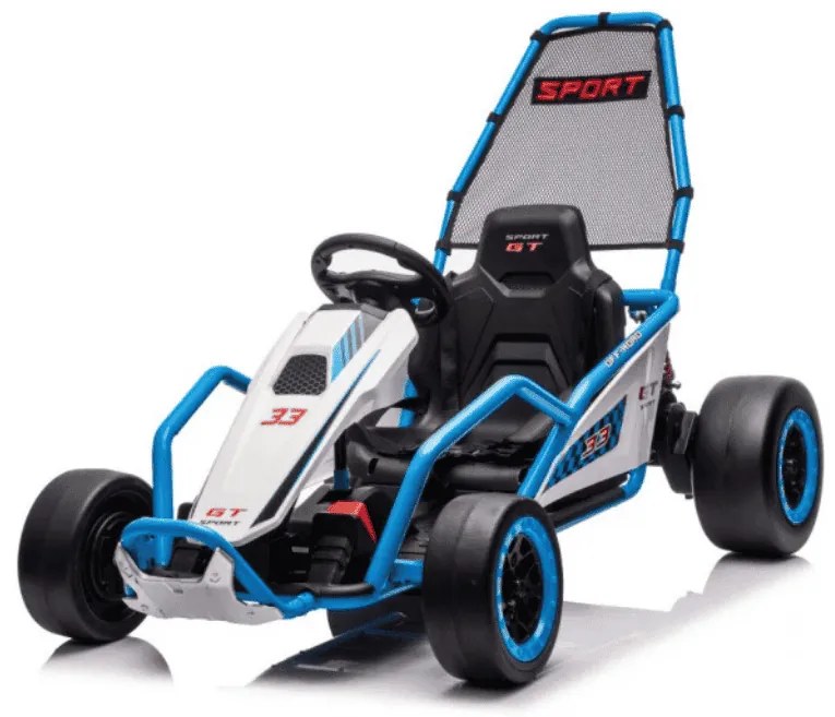 Kart elétrico para Crianças 24 V TORNADO Gokart Função Drift, Rodas espuma plástica EVA, assento couro ecológico Azul