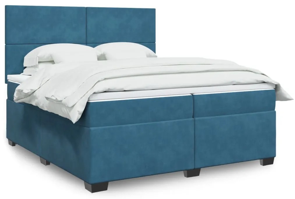 vidaXL Cama com molas/colchão 200x200 cm veludo azul