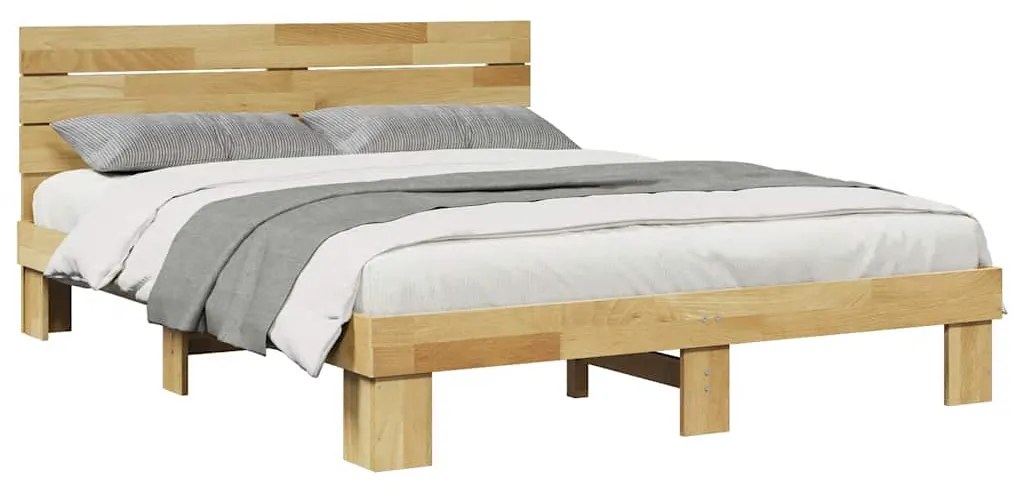 Estrutura cama cabeceira sem colchão 150x200 cm maciça carvalho