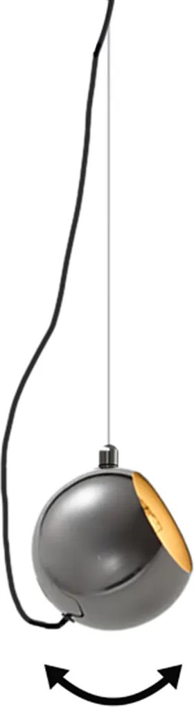 Candeeiro Suspenso de Design Cromado Escuro para Sistema de Calha Monofásico - Slimline Sara