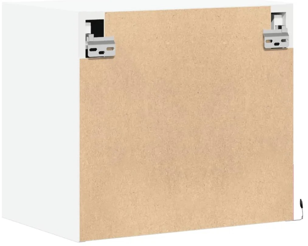 Mesas de cabeceira de parede com luzes LED 2 pcs branco