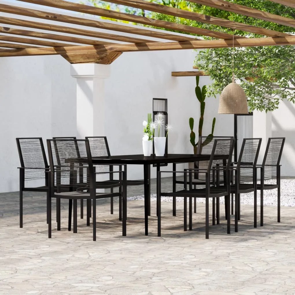 vidaXL 9 pcs conjunto de jantar para jardim preto