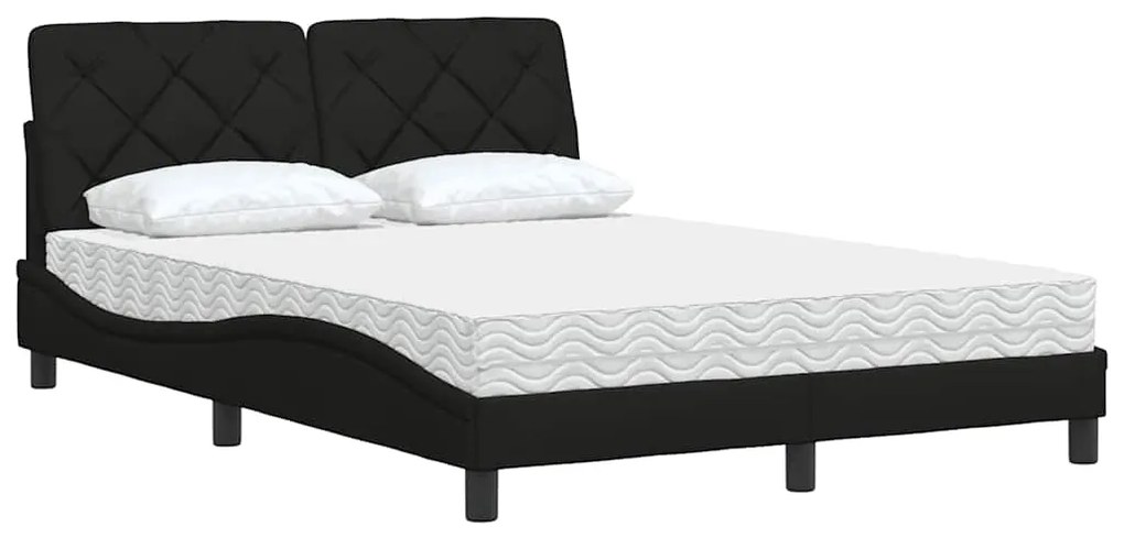 Cama com colchão 140x190 cm tecido preto