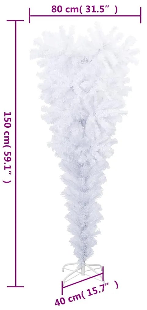 Árvore de Natal artificial invertida com suporte 150 cm branco