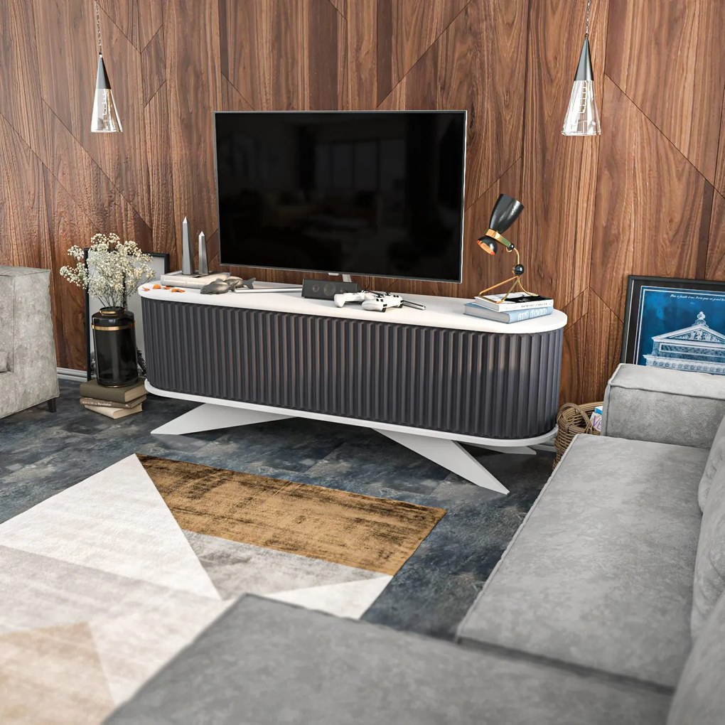 Móvel de TV Stor – Antracite e Branco – 180 cm x 43 cm x 60 cm