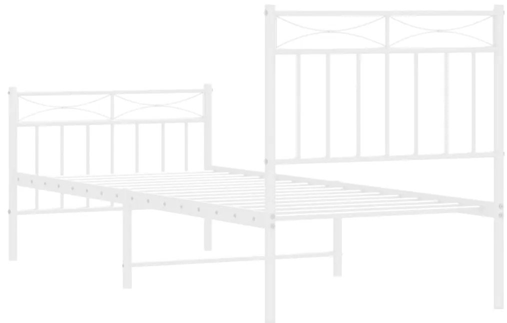 Estrutura de cama com cabeceira e pés 75x190 cm metal branco