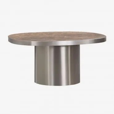 Mesa De Centro Em Pedra Natural E Aço Inoxidável Fertrix Mármore Castanho Emperador - Sklum