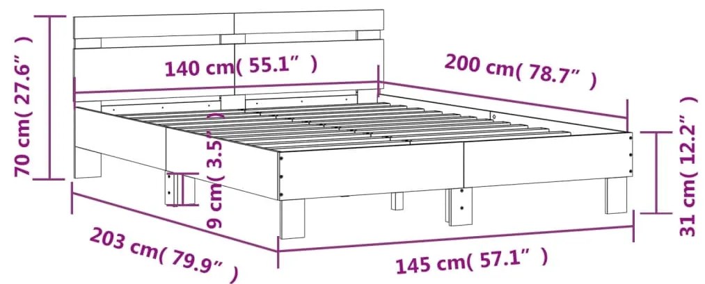 Estrutura cama c/ cabeceira 140x200 cm derivados madeira branco