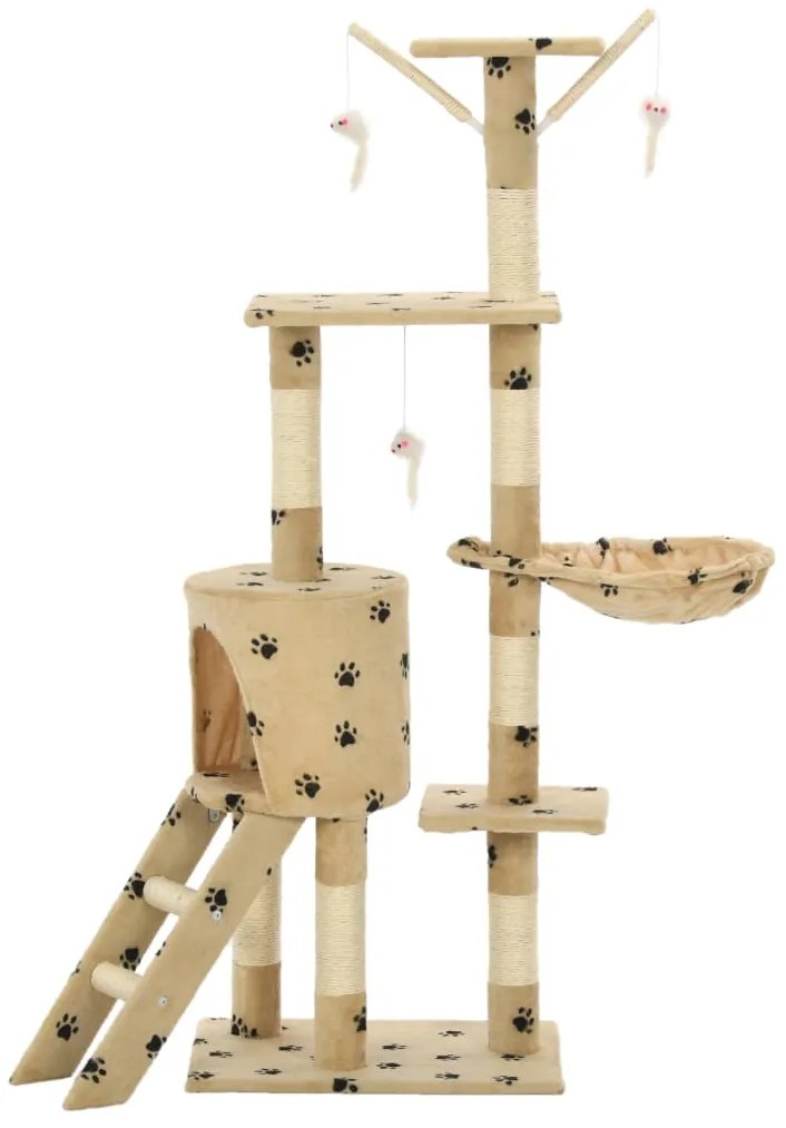 Árvore para gatos c/postes arranhadores sisal 138 cm bege