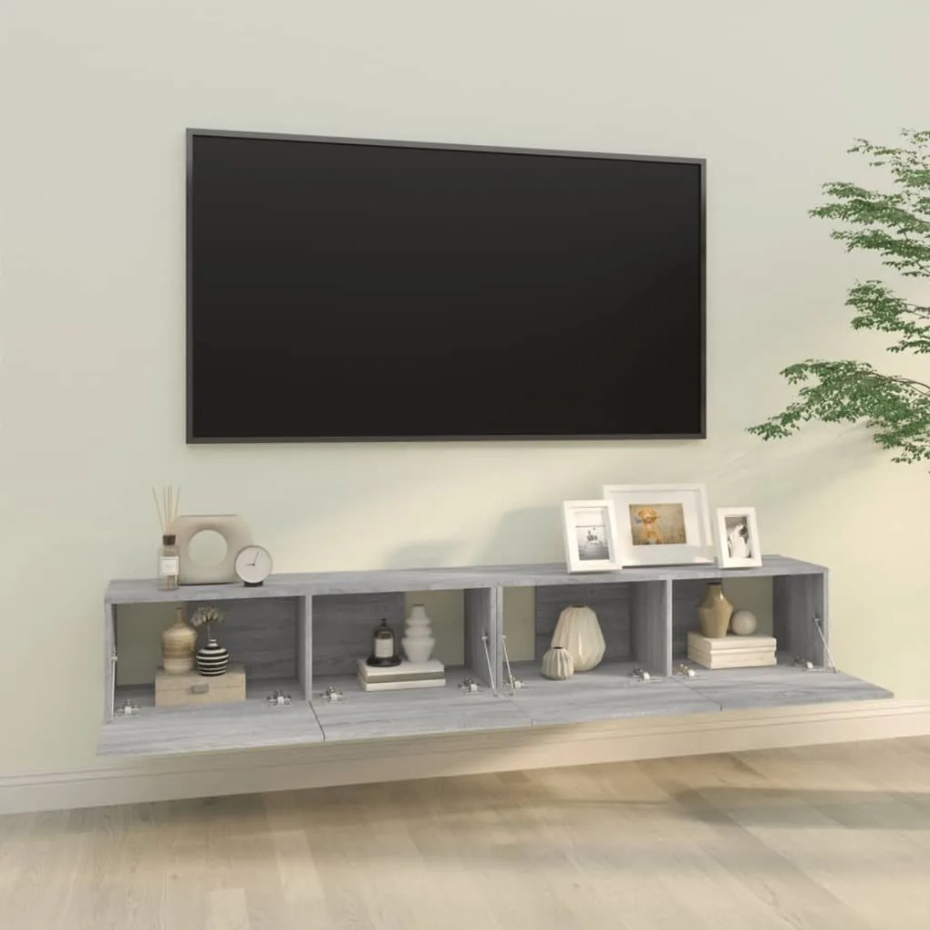 Armários parede 2pcs 100x30x30 cm derivados cinza sonoma